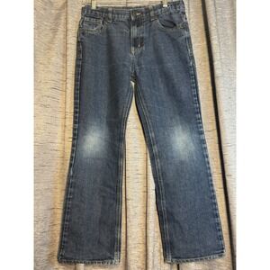 Old Navy Boys Loose Boot Cut Jeans Size 12 Husky Blue‎ Denim Adjustable Waist